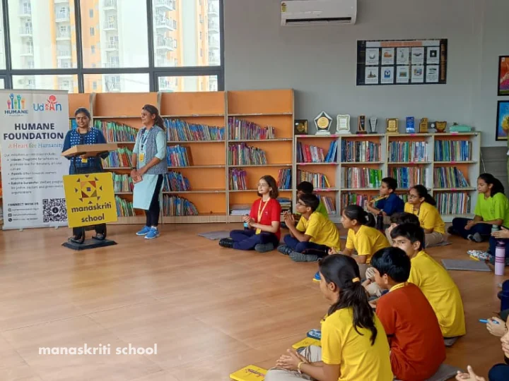 Kitabghar reading and research space at Manaskriti School Faridabad
