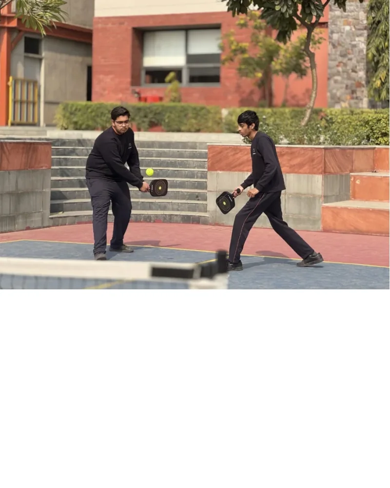 Students playing pickleball at Manaskriti School Faridabad