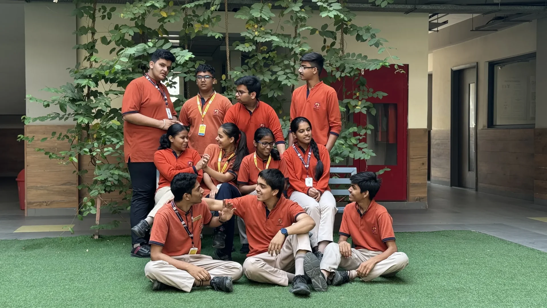 Senior school students posing together in the Anant programme at Manaskriti School Faridabad