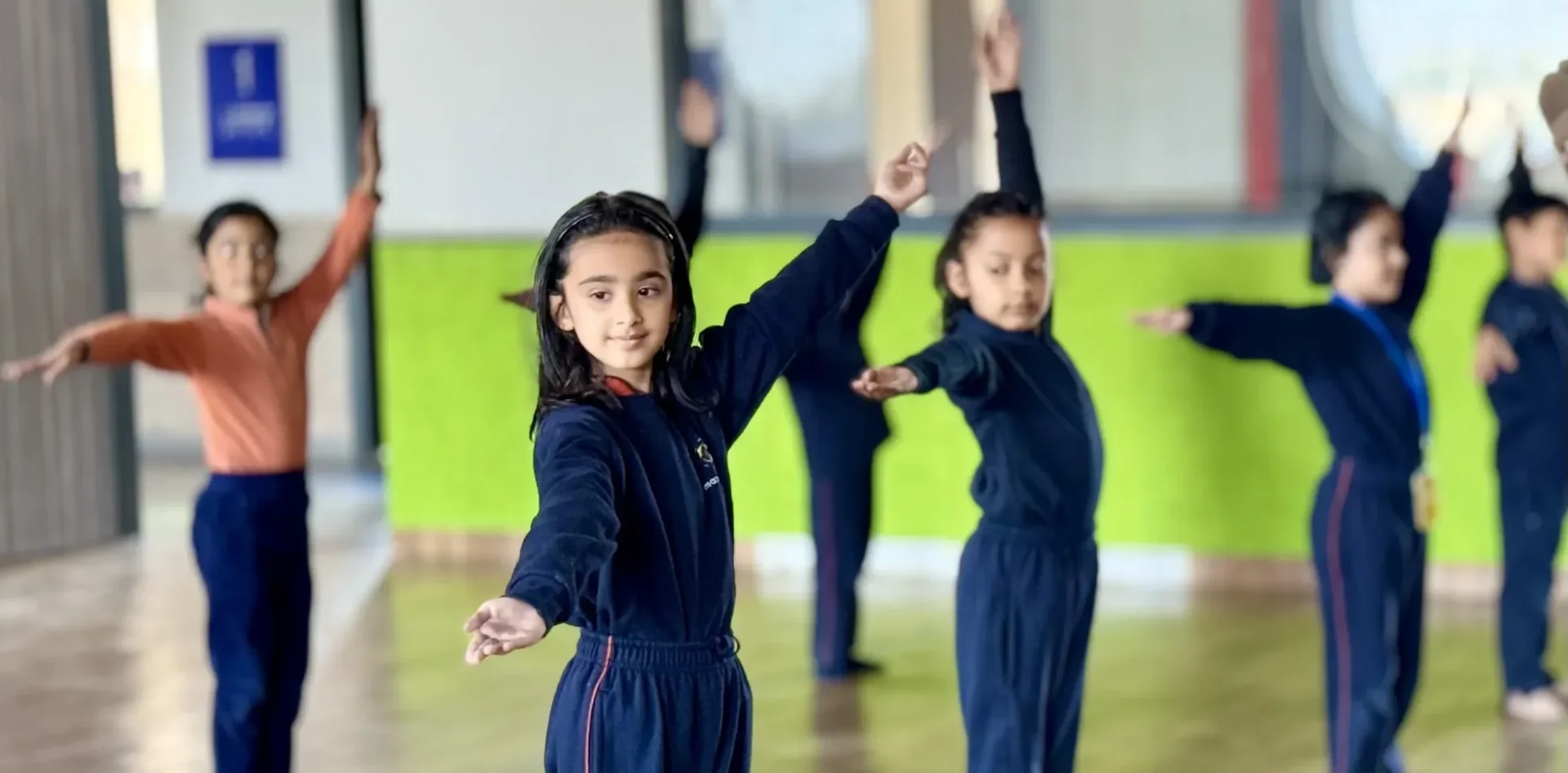 Students practising dance at Manaskriti School Faridabad
