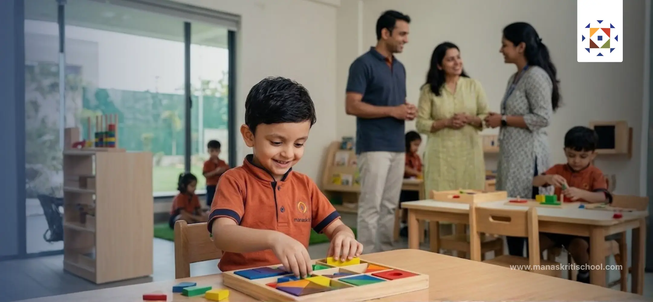 Child exploring a classroom during a parent school visit